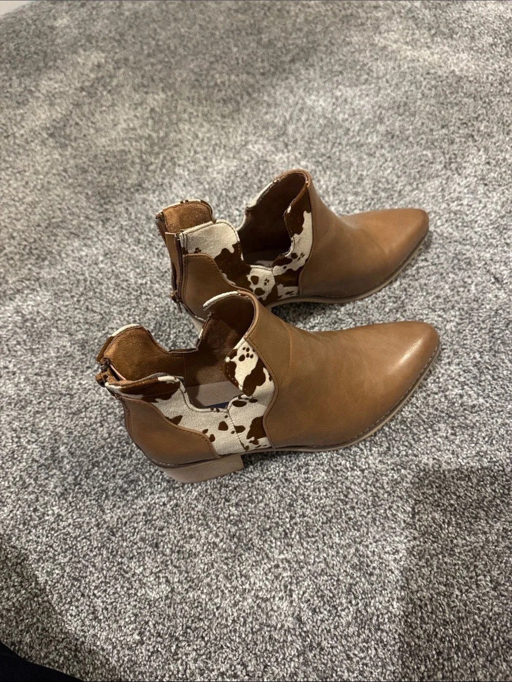 Natural Reflections Brown Cowhide Accent Ankle Boots